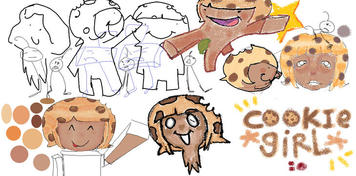 Cookie girl doodles paint